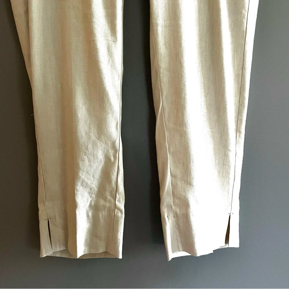 J. Jill Flax Linen Blend Crop Split Ankle Pants in Off White Size SP NWT